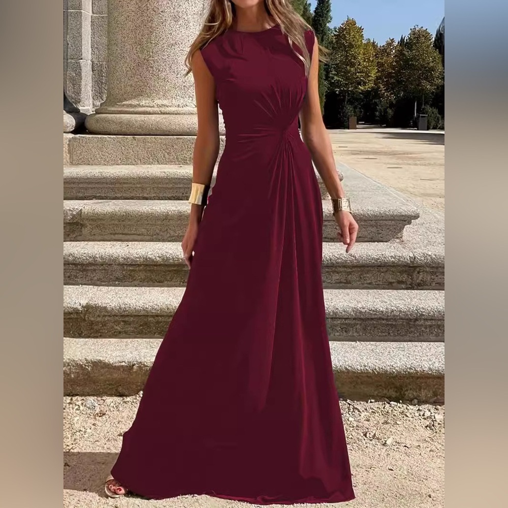 Twisted Round Neck Sleeveless Maxi Dress
